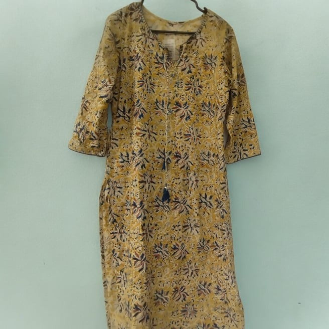 Kalamkari straight kurti(green)