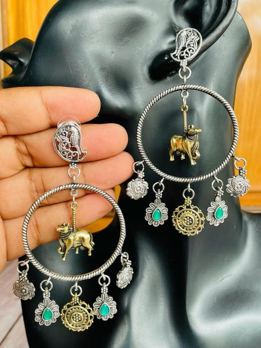 Dual tone nandi earrings