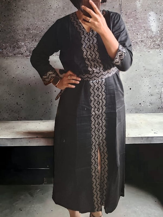 Cotton silk dress with Mushru silk detailing
