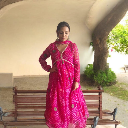 Bandhani suit (Pink)