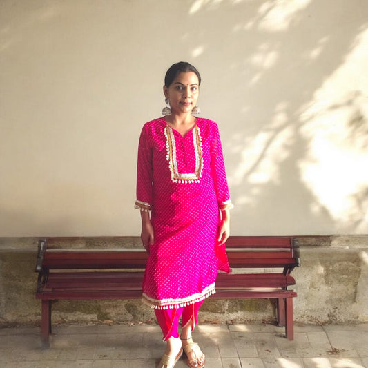 Bandhani suit set with tulip pant