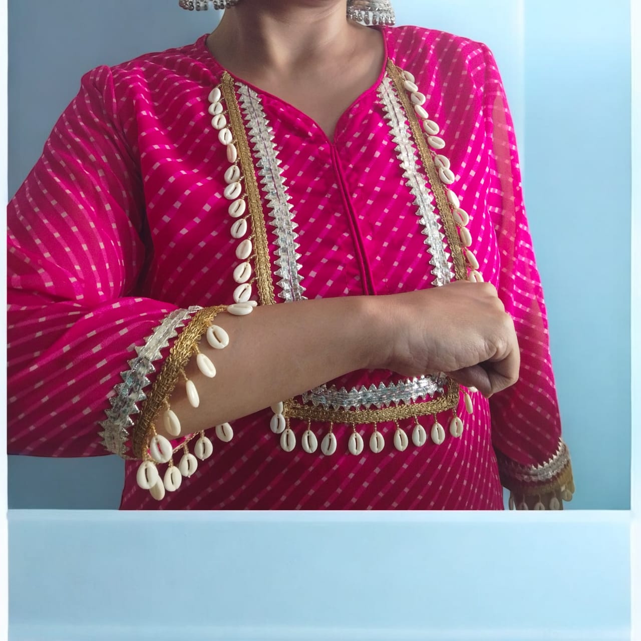 Bandhani suit set with tulip pant