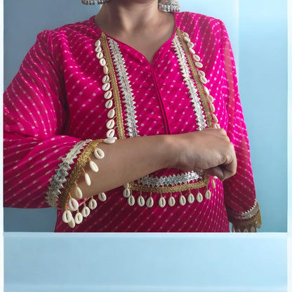 Bandhani suit set with tulip pant