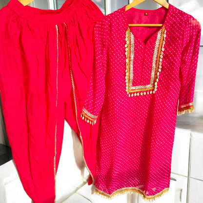 Bandhani suit set with tulip pant