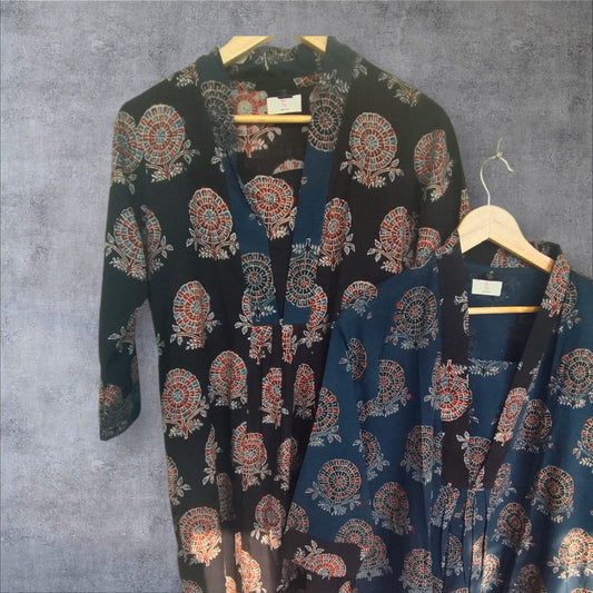 Ajrak handblocked kurta set