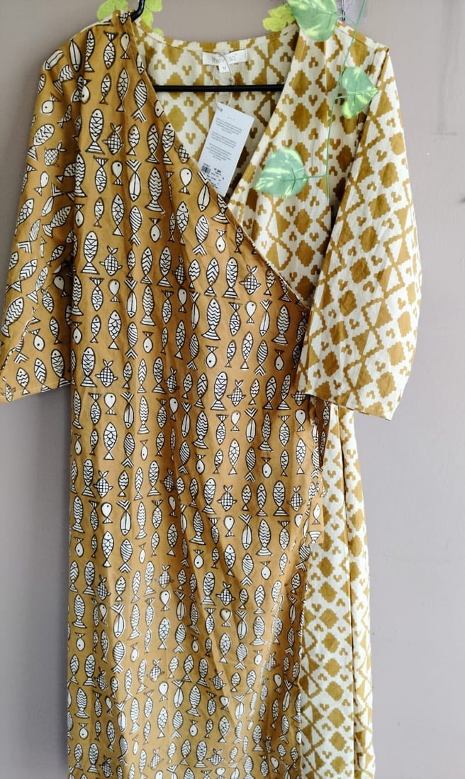 Bagru print wrap  (Mustard)