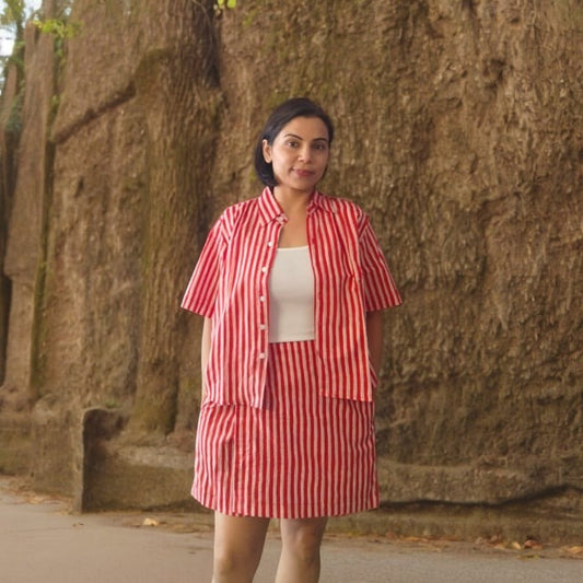 Shirt and skort set (Red)